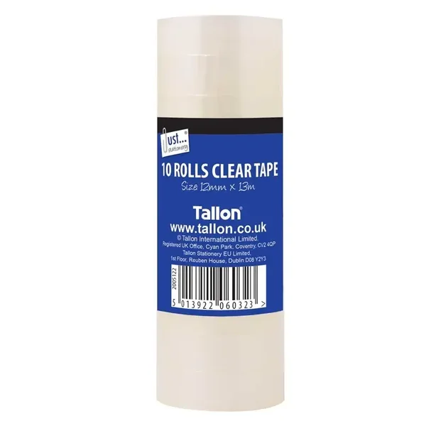 JUST STATIONERY 40 Microns Mini Clear Tape 12mm X 13m 10 Pack