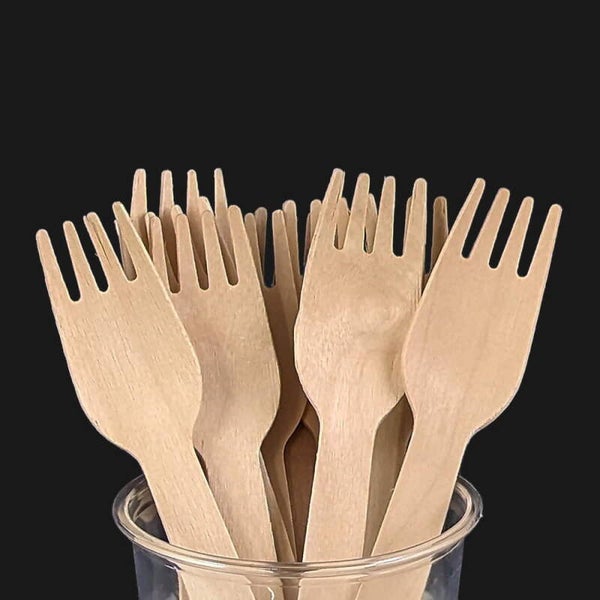Disposable Birchwood Wooden Forks Pack Size 100 Catering