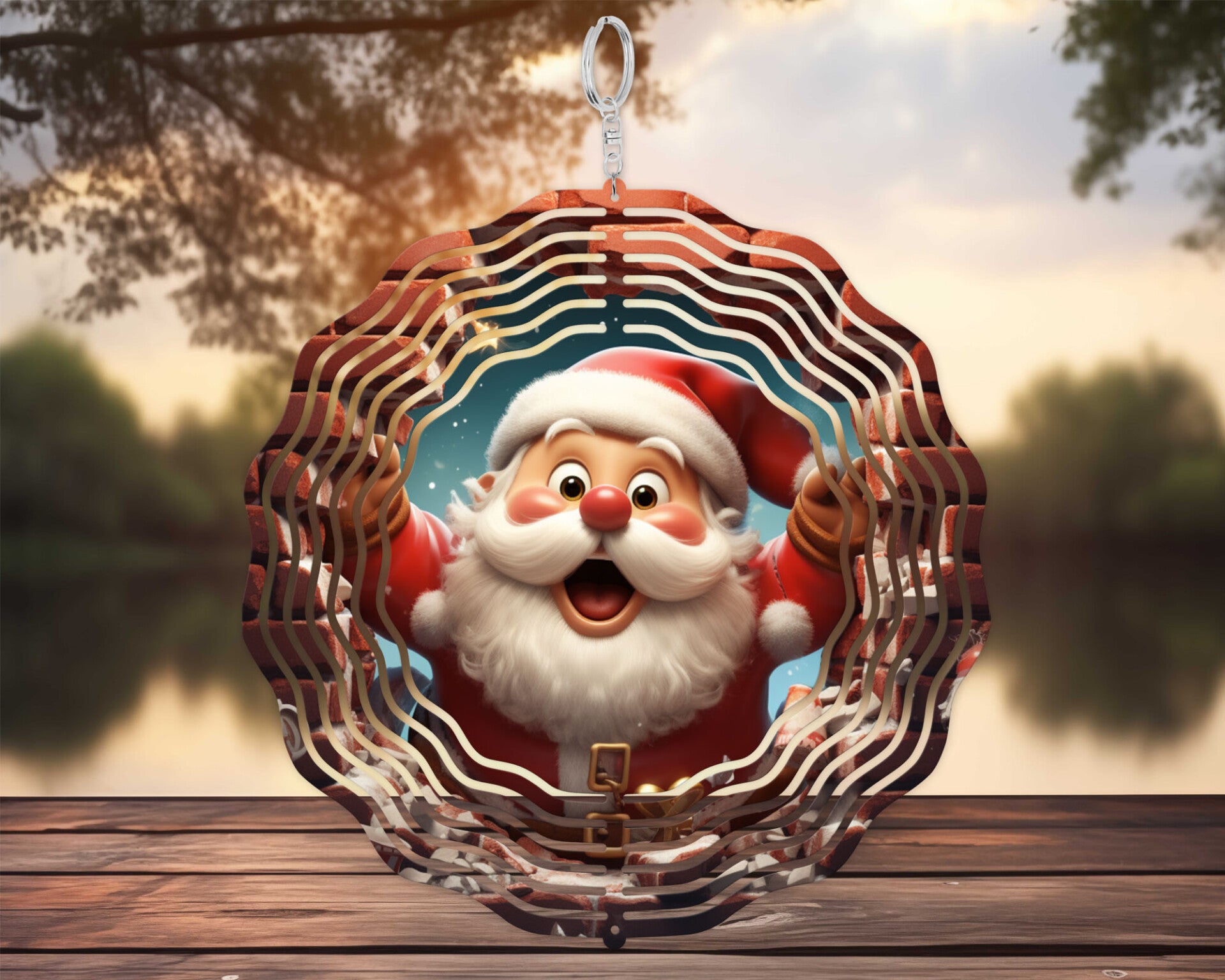 10" Double sided 3D Santa wind spinner garden yard decor Christmas