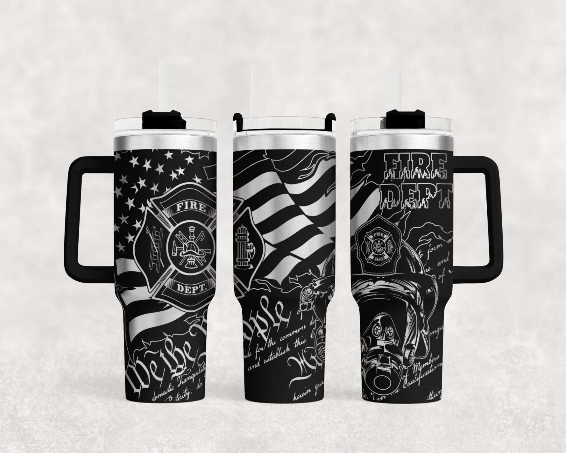 40OZ laser engraved Fire dept Fireman stainless steel tumbler custom