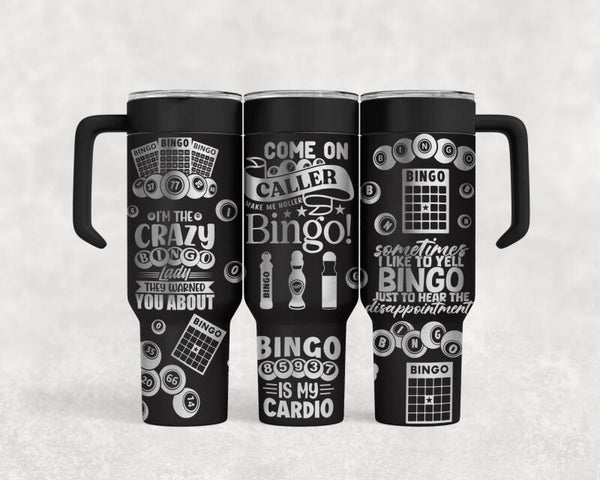 40OZ laser engraved Bingo stainless steel tumbler custom