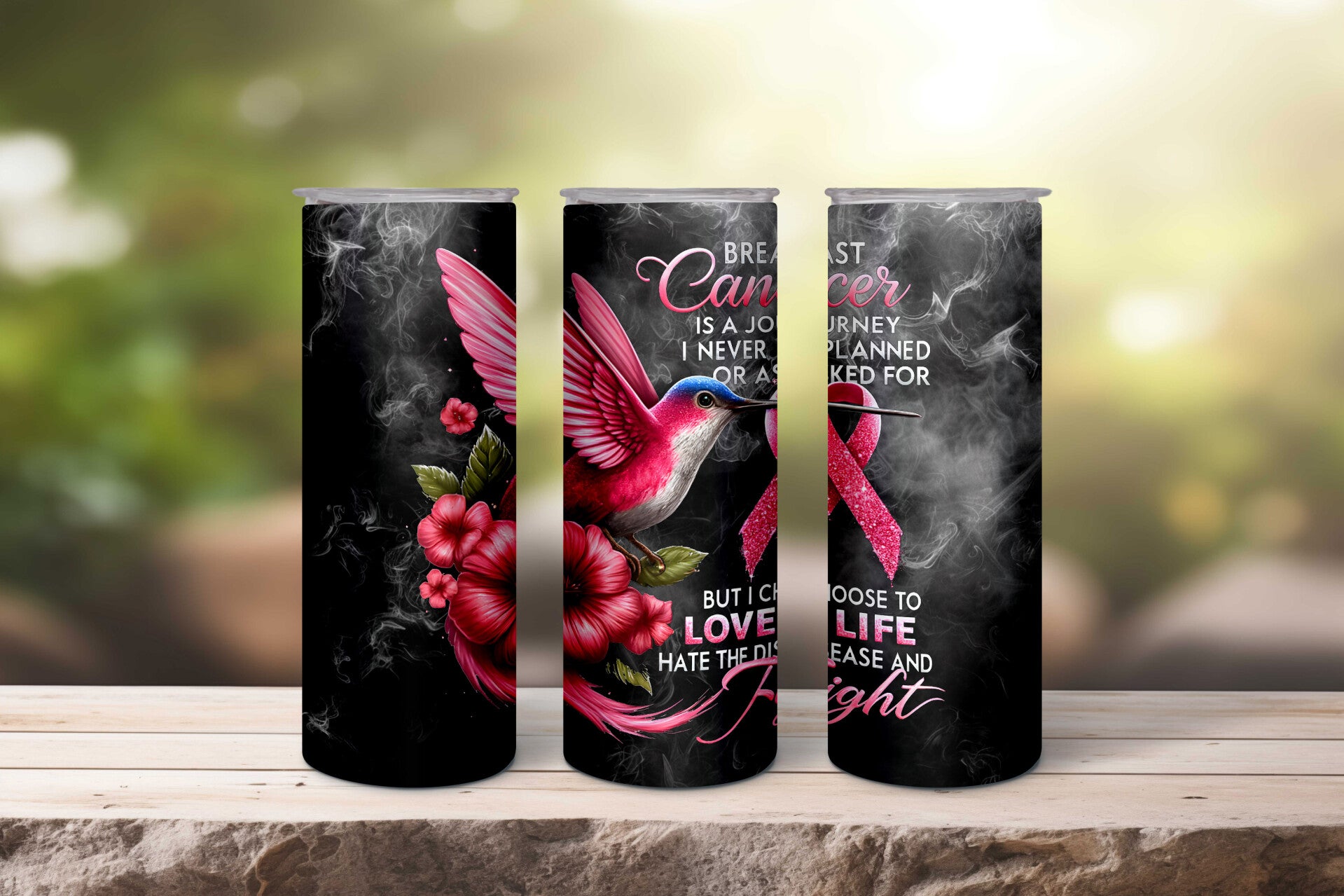 Breast cancer hummingbird personalized custom tumbler fight warrior love life stainless steel