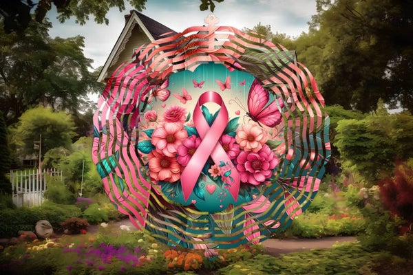 10" Double sided Breast cancer wind spinner