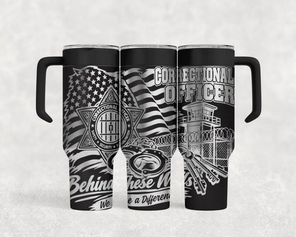40oz Laser engraved stainless steel Correctional officer tumbler custom
