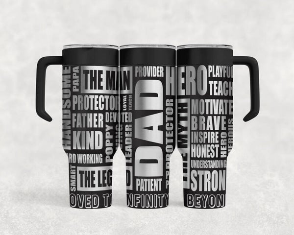 40OZ laser engraved Dad infinity stainless steel tumbler custom