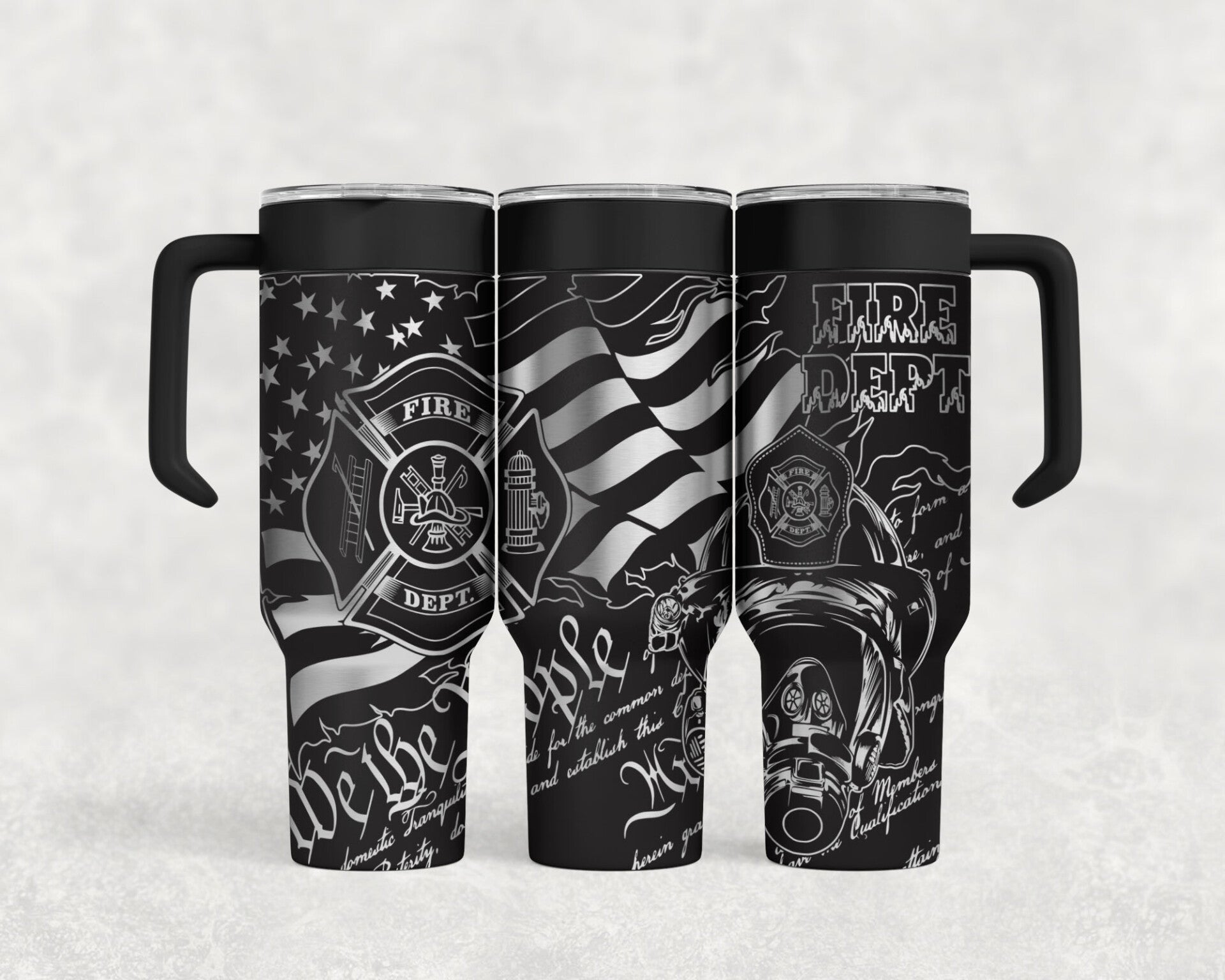 40OZ laser engraved Fire dept Fireman stainless steel tumbler custom