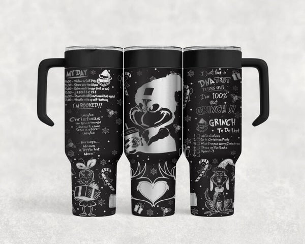40oz Laser engraved stainless steel Grinch quotes tumbler custom
