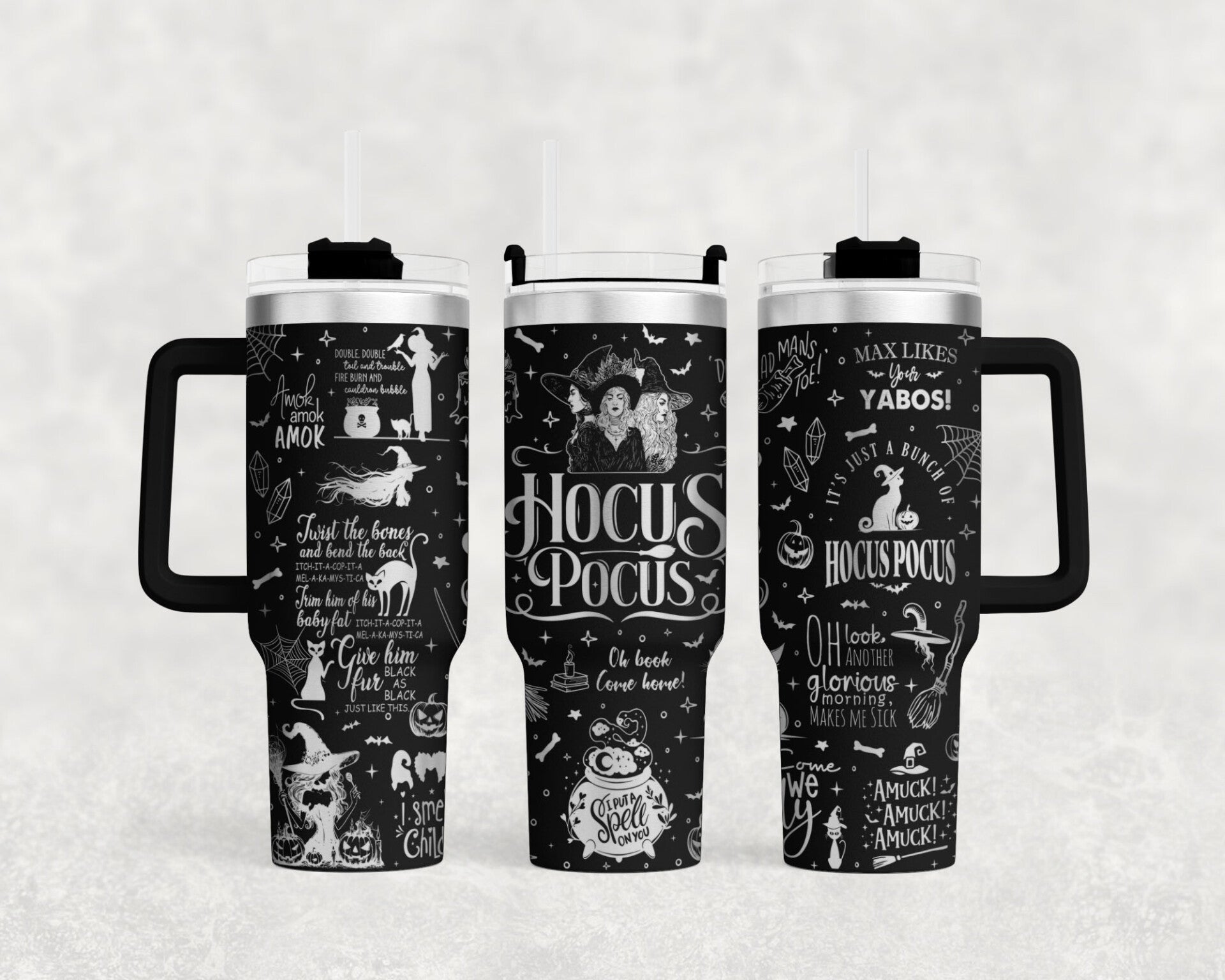 40oz Laser engraved Hocus Pocus stainless steel tumbler