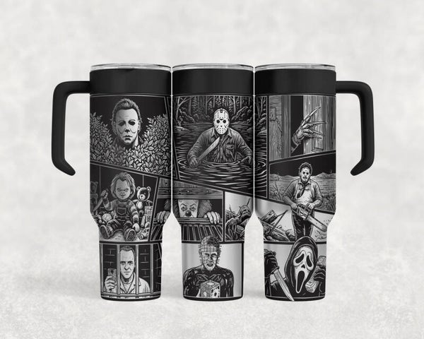 40OZ laser engraved Horror scary Halloween stainless steel tumbler custom etched