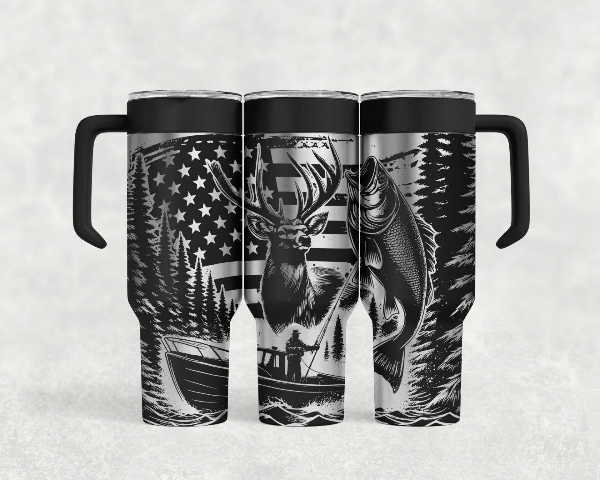 40oz Laser engraved Hunting fishing custom tumbler stainless steel