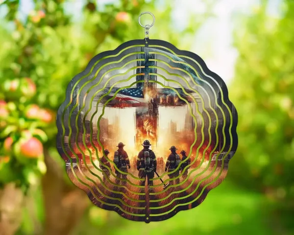 10" Double sided Fireman's cross wind spinner garden yard decor