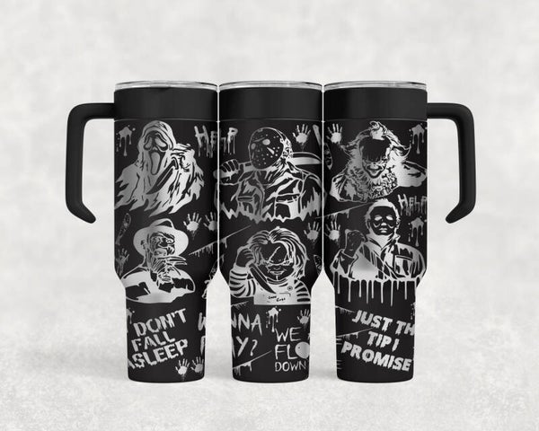 40OZ laser engraved Horror stainless steel tumbler custom