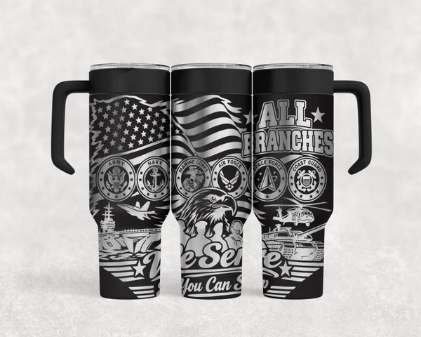 40oz Laser engraved stainless steel Military tumbler custom
