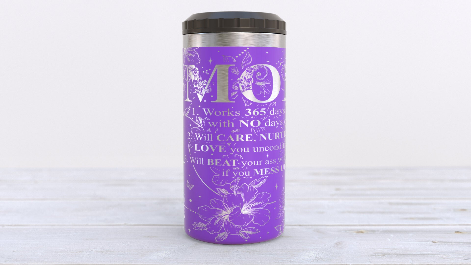 16oz 4 in 1 Laser engraved Mom Description can cooler