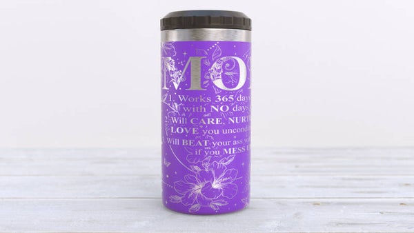 16oz 4 in 1 Laser engraved Mom Description can cooler