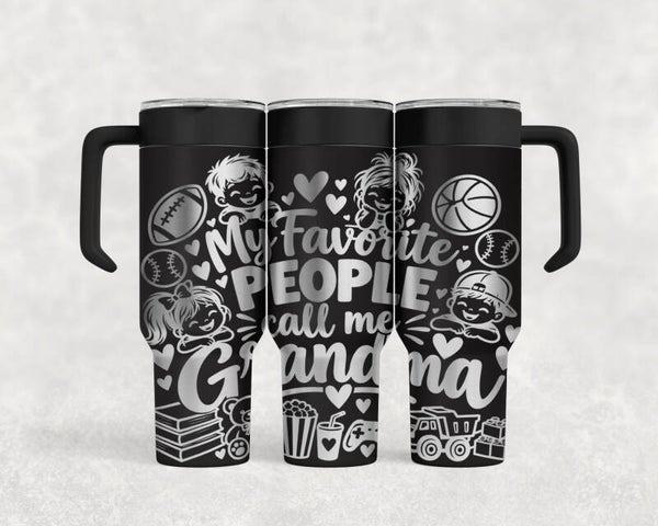 40oz Laser engraved stainless steel Grandma tumbler custom