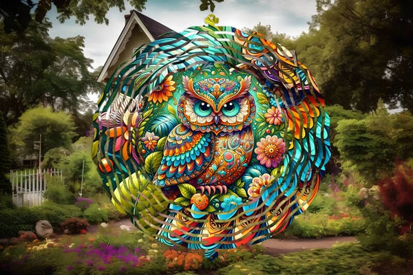 10" Double sided Owl wind spinner