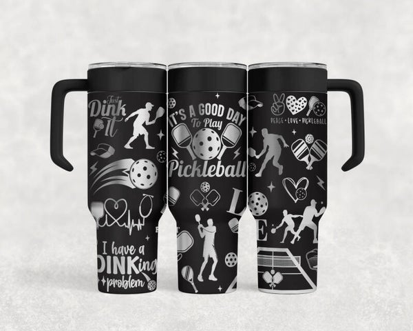 40OZ laser engraved Pickleball stainless steel tumbler custom