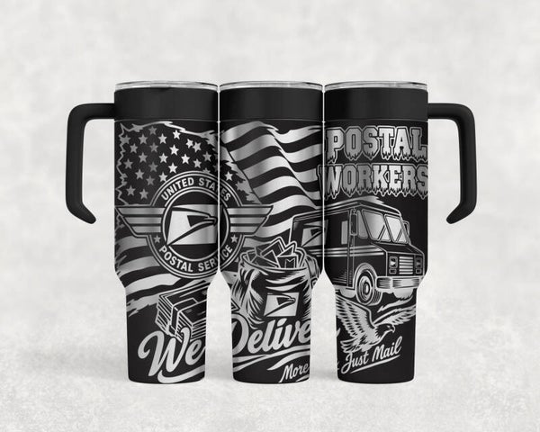 40oz Laser engraved stainless steel Postal worker custom