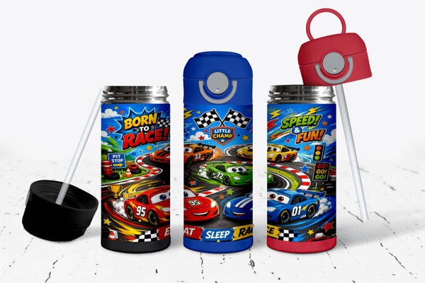 12oz Race cars tumbler for kids personalized