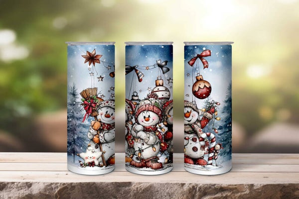 Whimsical snowman tumbler stainless steel