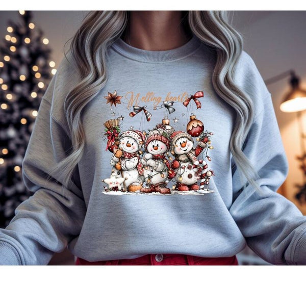 Melting hearts snowman sweatshirt