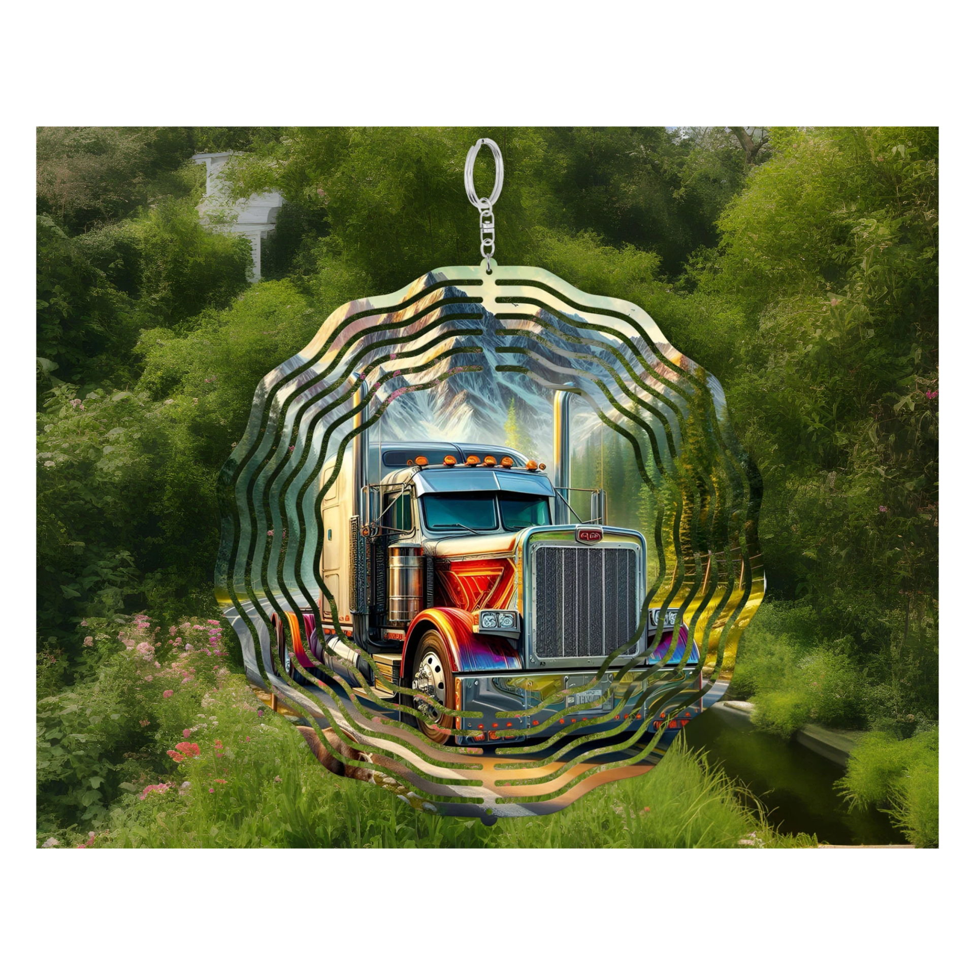 10" Double sided wind spinner Truckers dream country side