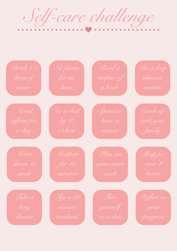 Pink self- care challenge- Digital download