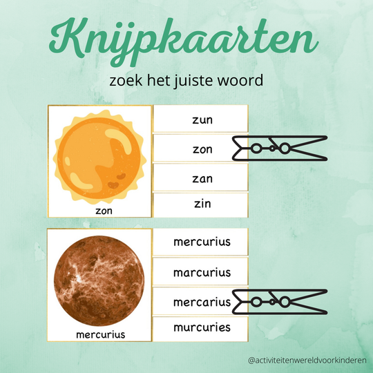 Ruimtevaart - knijpkaarten zoek het juiste woord