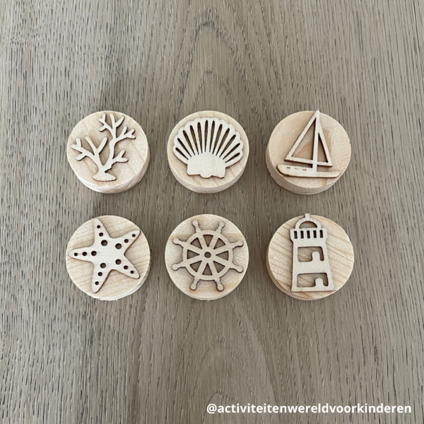 Strand - houten stempel set rond (klein)