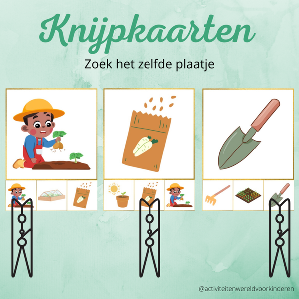 Mijn eigen moestuin - knijpkaarten zelfde plaatje