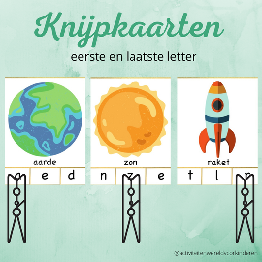 Ruimtevaart - knijpkaarten eerste/laatste letter