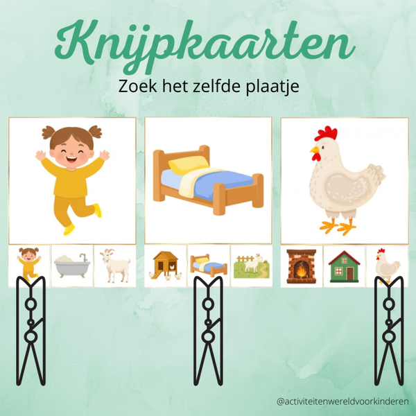 De kipjes en de geit - Knijpkaarten zelfde plaatje