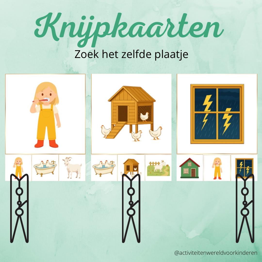 Kom maar, kipjes! - Knijpkaarten zelfde plaatje