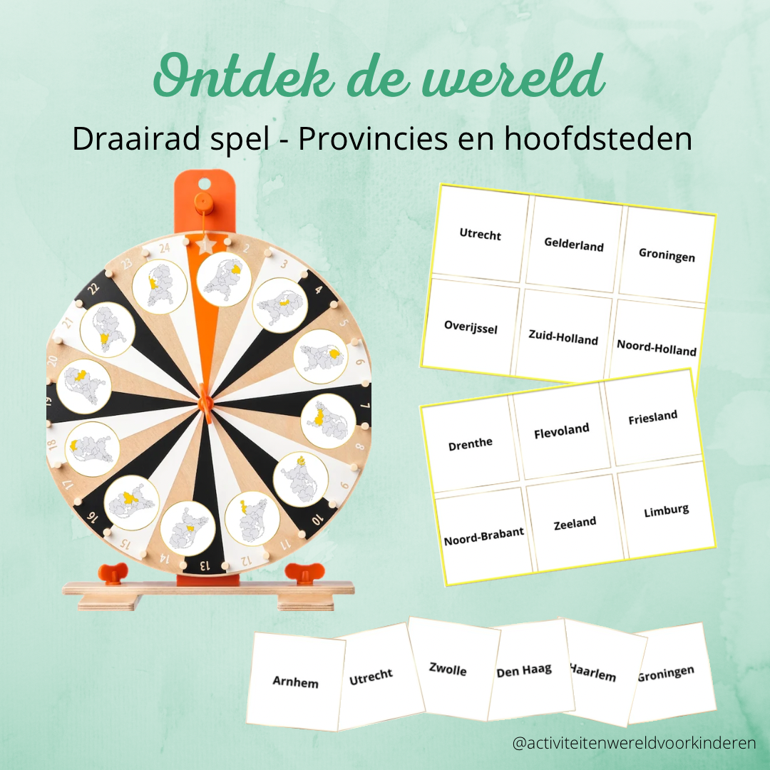 Draairad spel - Provincies en hoofdsteden Nederland