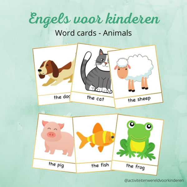 Engels voor kinderen - Word cards - Animals