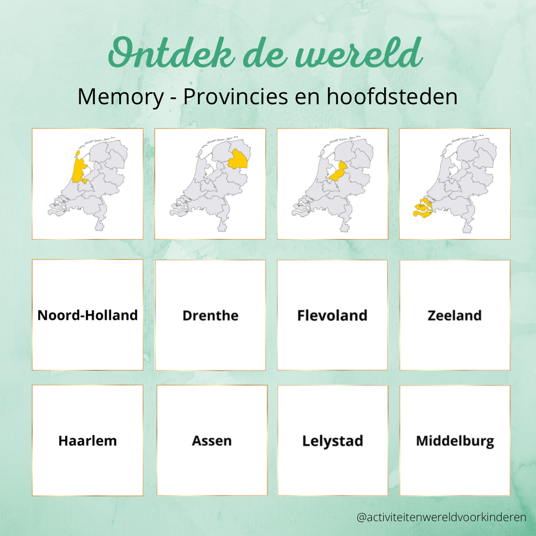 Memory - Provincies en hoofdsteden Nederland