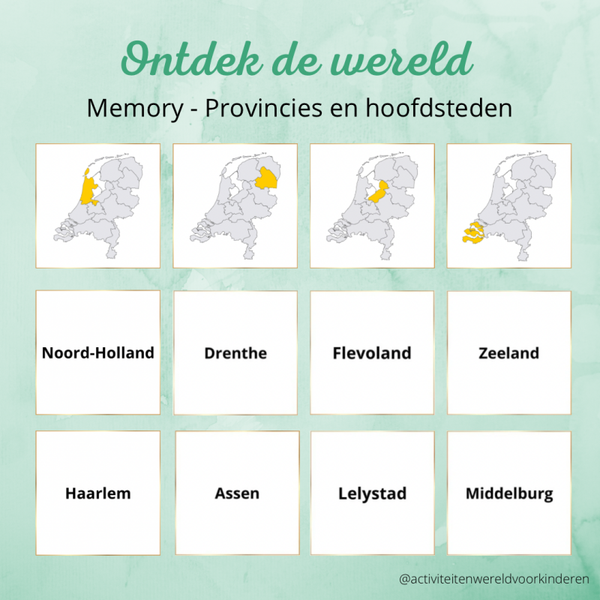 Memory - Provincies en hoofdsteden Nederland