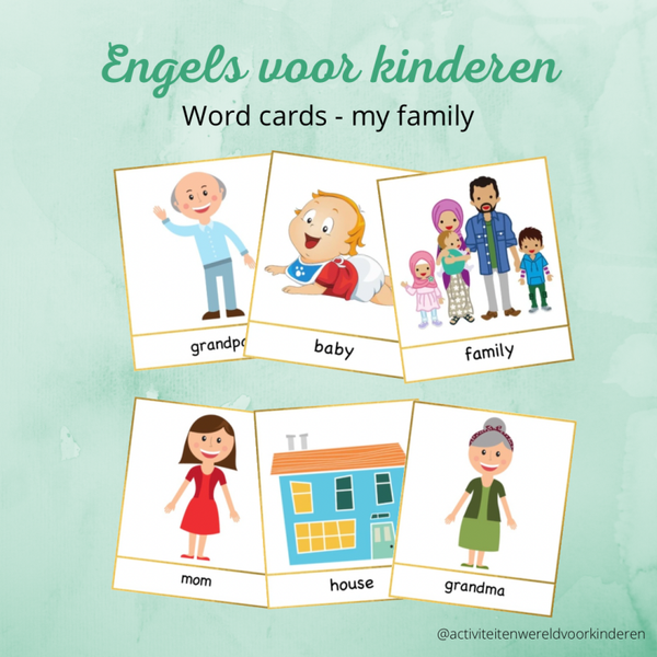 Engels voor kinderen - Word cards - My family