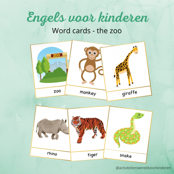 Engels voor kinderen - Word cards - The zoo