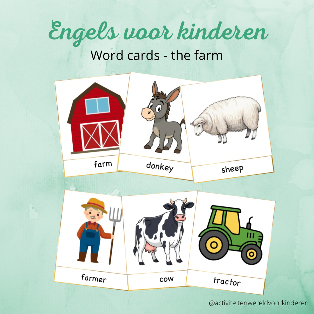 Engels voor kinderen - Word cards - The farm