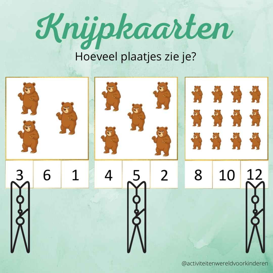 Wij gaan op berenjacht - knijpkaarten tellen 1-24