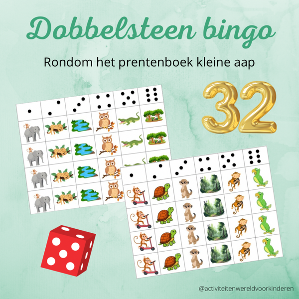 Kleine aap - dobbelsteen bingo