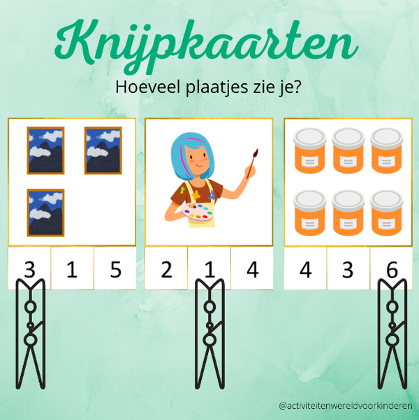 kunst - knijpkaarten tellen 1 t/m 12