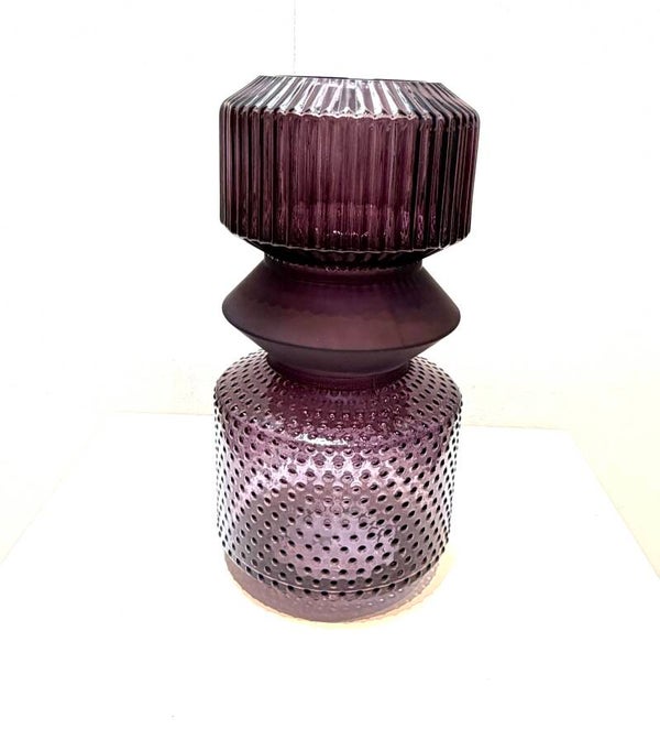 Glazen object vaas, aubergine