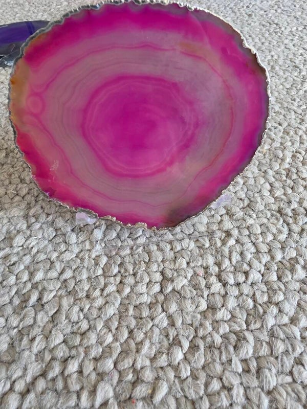 Silver plated agate slices