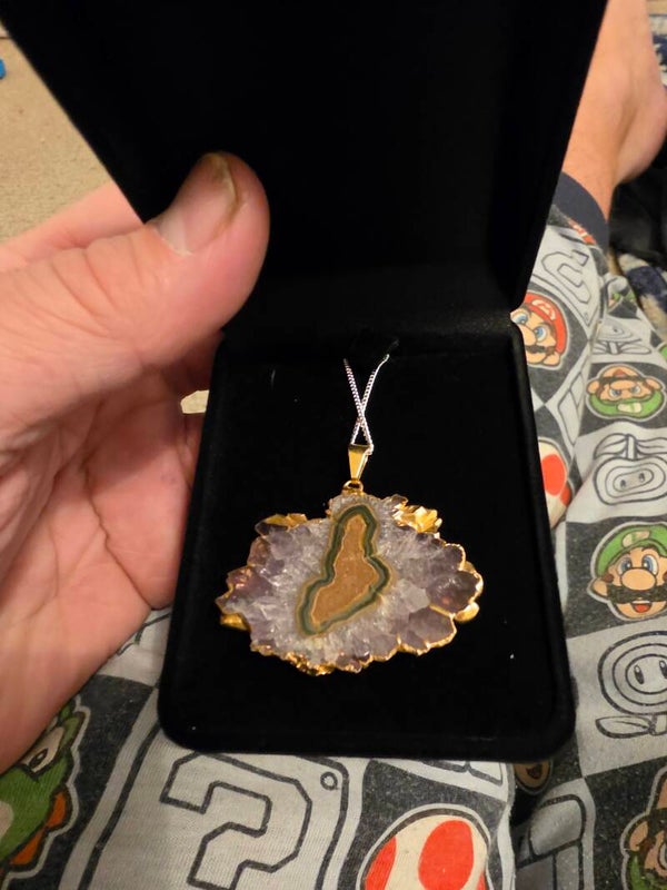 Crazy lace Agate pendant with fine silver chain