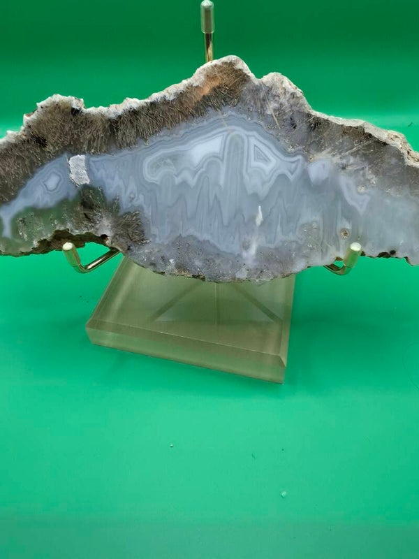 Sagentine Agate Slab with Rutile inclusions