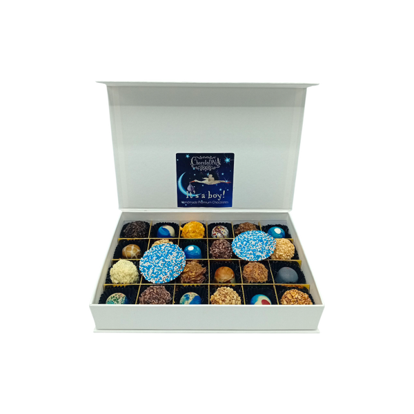 🩵Luxe handgemaakte  Jongens Chocolade  Geboorte Cadeau -It's a boy - 24 stuks