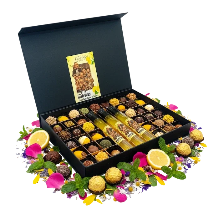 🍋 Super Luxe Godfather chocoladecadeau met 39 Truffels&Bonbons en 3 tubes Limoncello-Premium collectie-